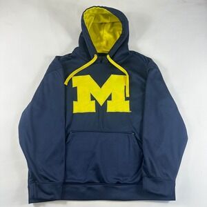Michigan Wolverines Hoodie Men's 2XL Navy Blue Yellow Logo Sweatshirt